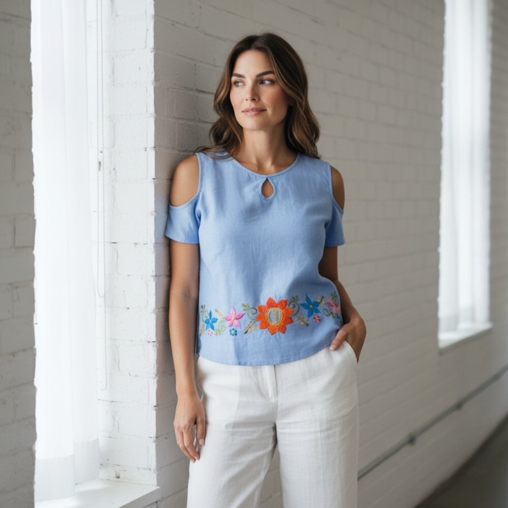 Merida Cold Shoulder Blue Top